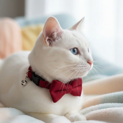 Red Cat bow collar with bell from Wags4Whiskers Pet Accessories Store Indi