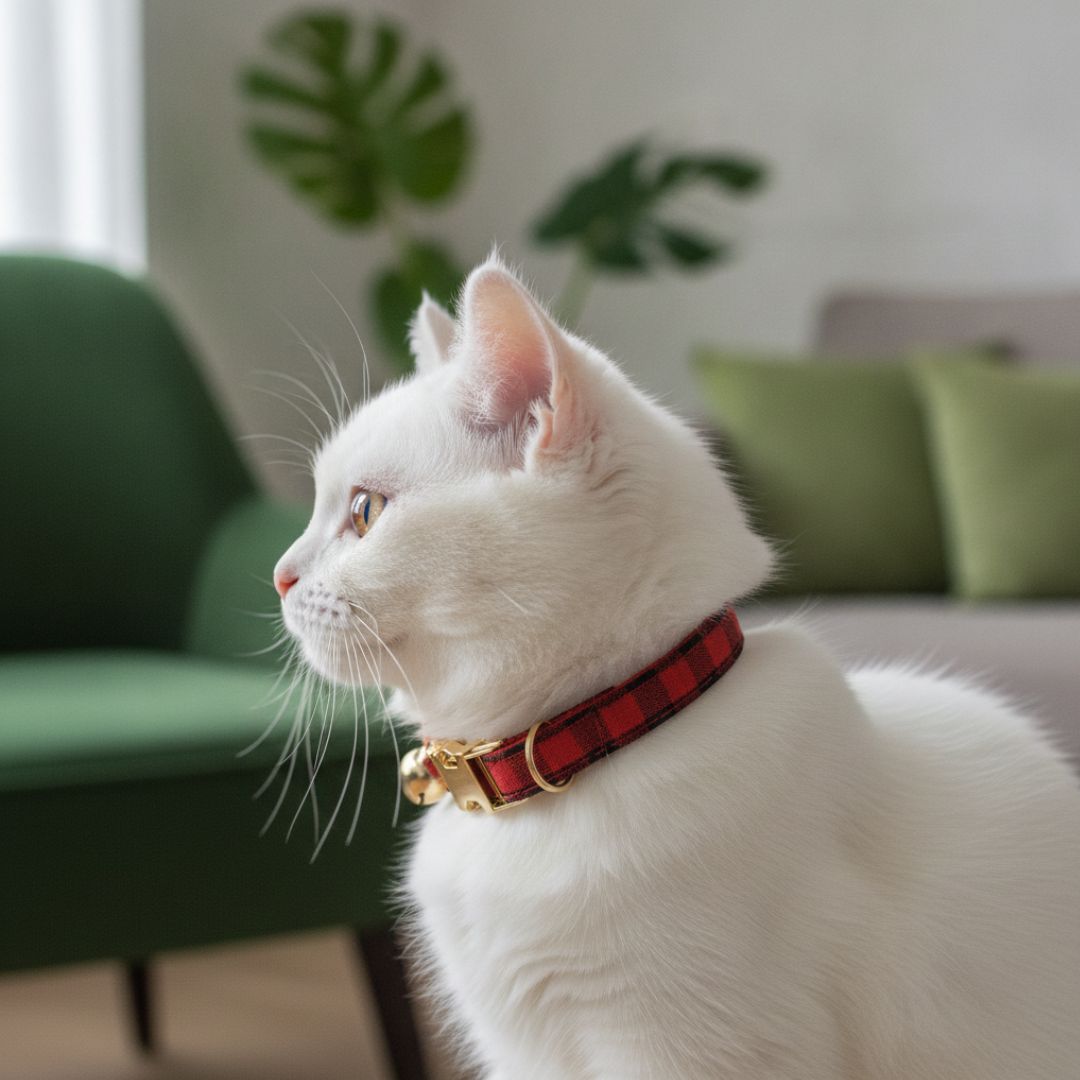 Red Checks Cat Collar from Wags4wWhiskers Pet Supplies India