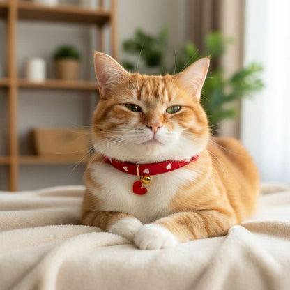 Red hearts Cat Collar from Wags4Whiskers Pet Accessories Store India