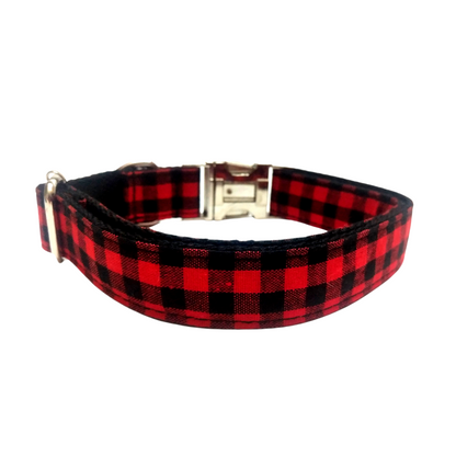 Red Plaid Dog collar belts from wags4whiskers India