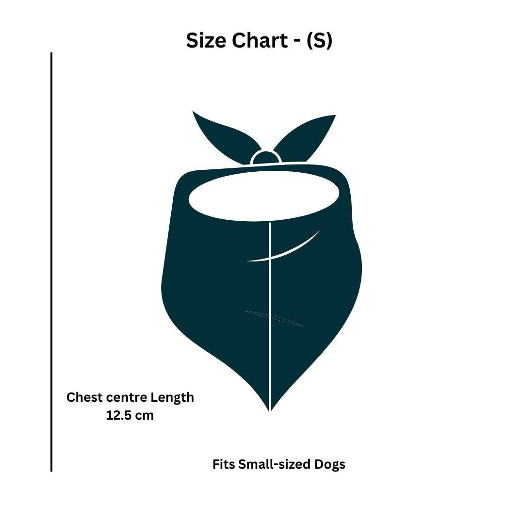 size chart for dog bandanas from Wags4Whiksers Pet Accessories Store India