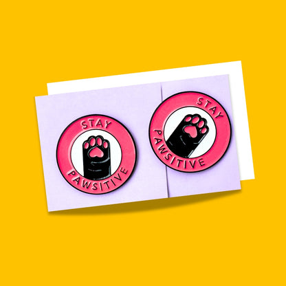 Stay Pawsitive Pet Enamel Pins from Wags4Whiskers Pet Supplies Store Online India