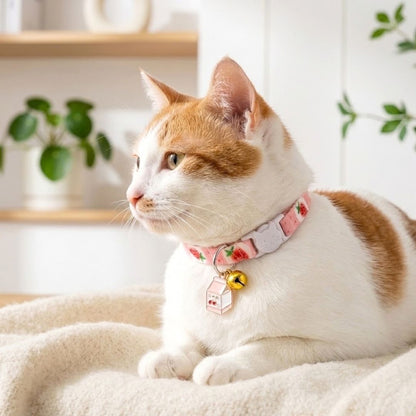 Strawberry Cat Collar with bell from Wags4Whiskers Pet Supplies India
