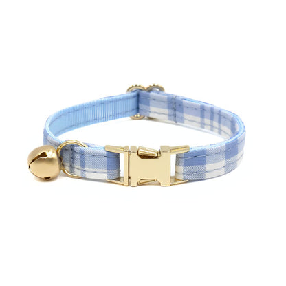 Blue Checks Cat collar wit bell from Wags4Whiskers Pet Supplies India