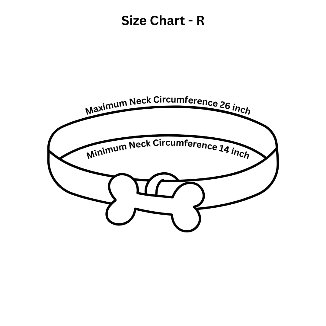 Size chart for Dog collars (Fits mid to large dog breeds)