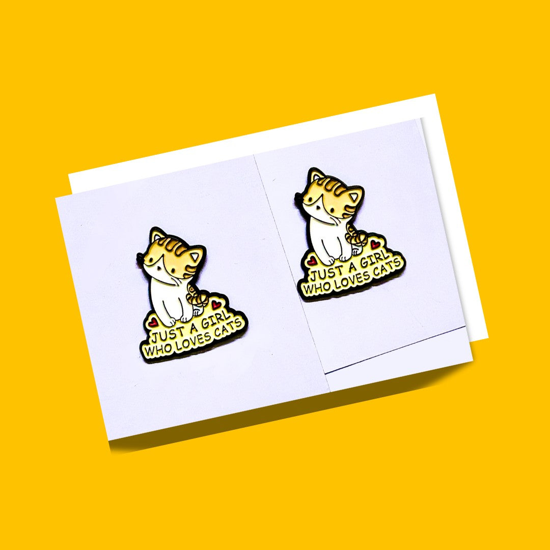 Cat Love themed enamel pins from Wags4Whiskers Pet Supplies Store in India